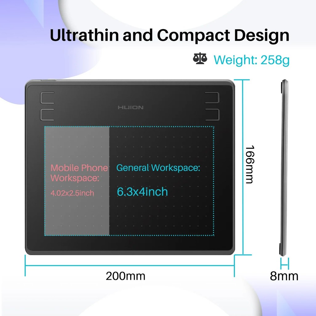 

Huion Hs64 Tablet Battery-Free Stylus 8192 For Drawing Art