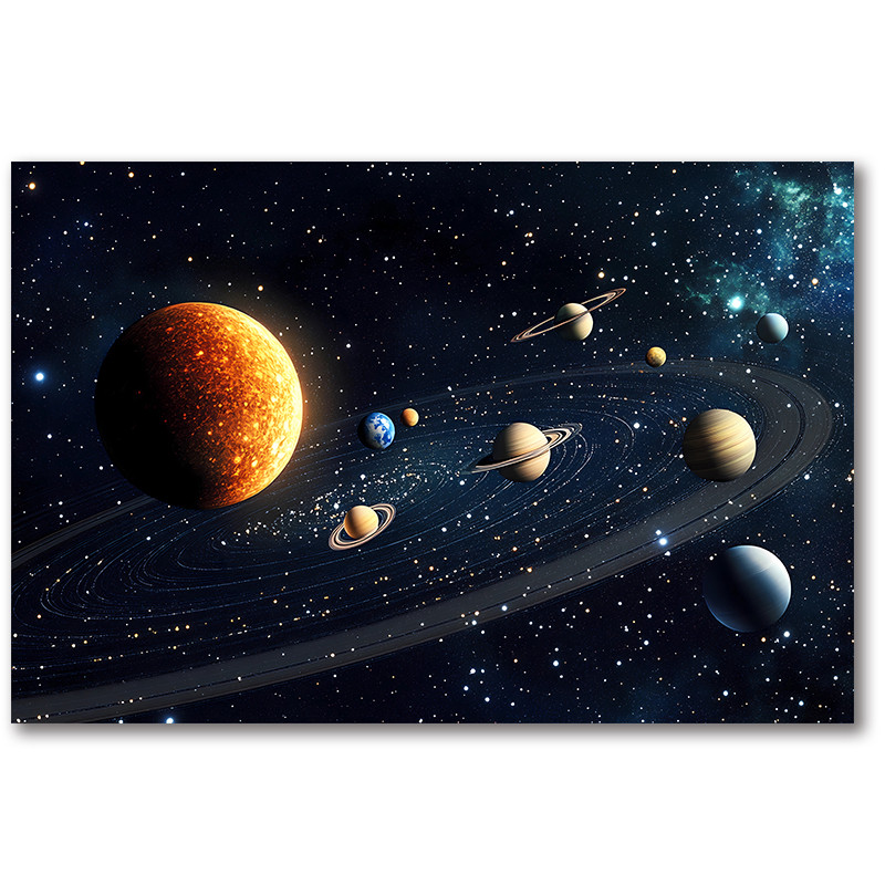 

Solar System Poster Canvas Print Space Planet Wall Art Painting Suitable For Home Living Room