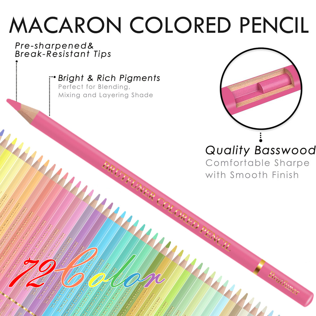 

Macaron Pastel Colored Pencils,Set Of 72 Colors,Artists Soft Core,Ideal For Drawing Sketching