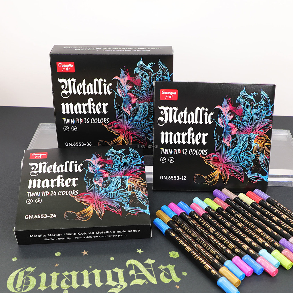 

36 Colors Brush Markers Set Soft Flat Tip Metallic Paint Acrylic Pens For Art Lettering Calligraphy