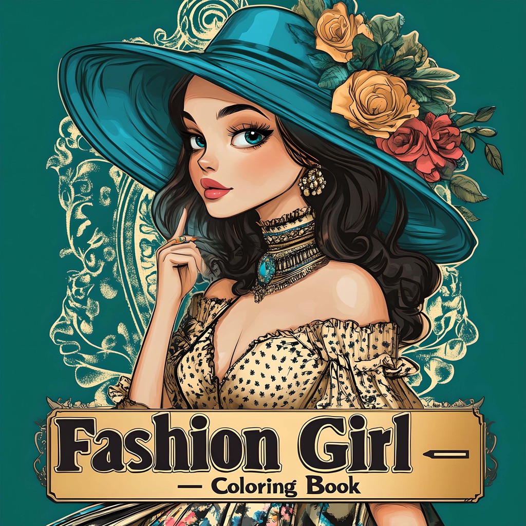 

Fashion Girl Coloring Book 24 Page For Adult Picture Book Gift For Birthday Party Kill Time Graffiti