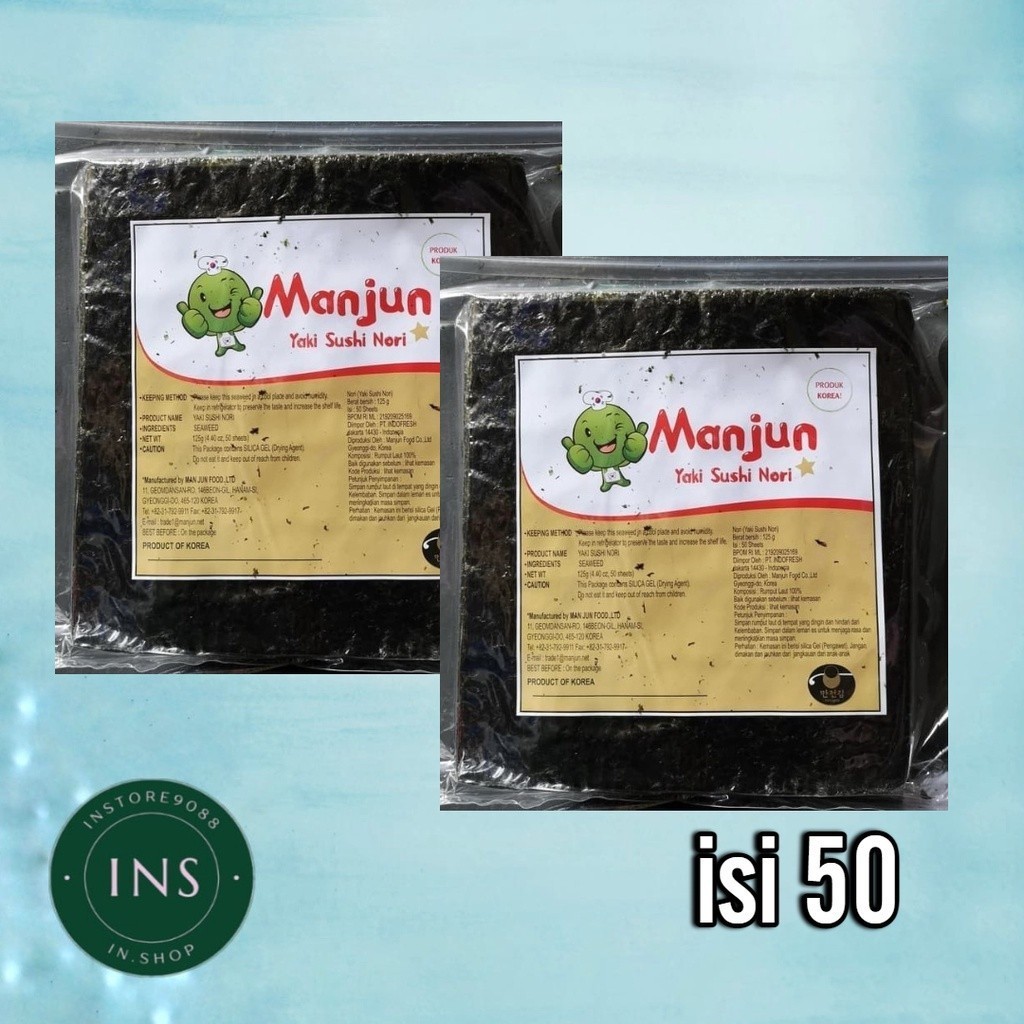 

Sushi nori rumput laut lembaran Manjun yaki sushinori 50 lembar