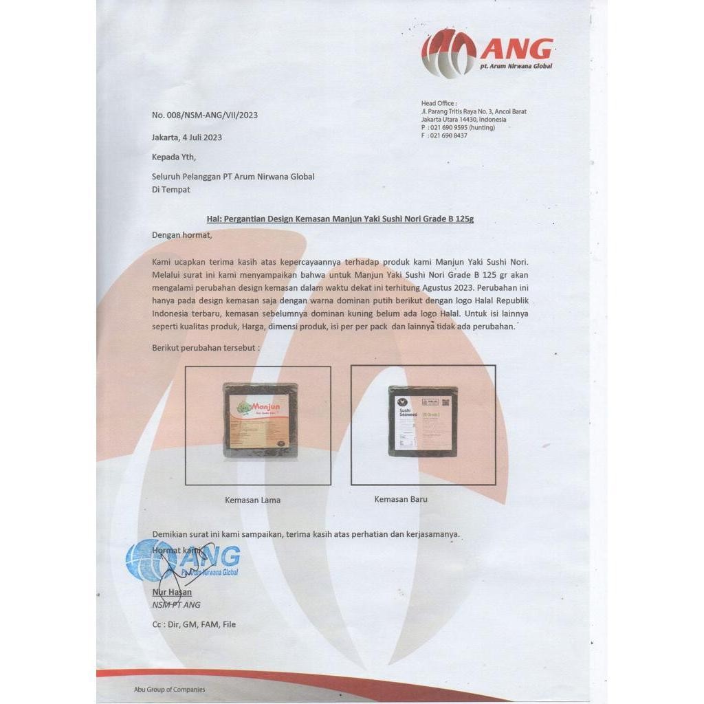 

Manjun Sushi Seaweed 50 pcs SUSHI SEAWEED RUMPUT LAUT Korea Grade B