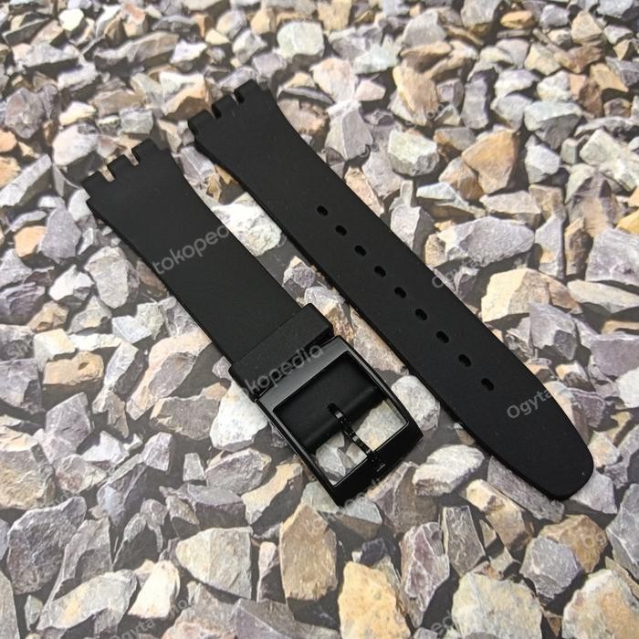 Femmora- Tali Jam Tali Swatch Hitam Swatch Strap New Gent 19,0 Mm - Hitam