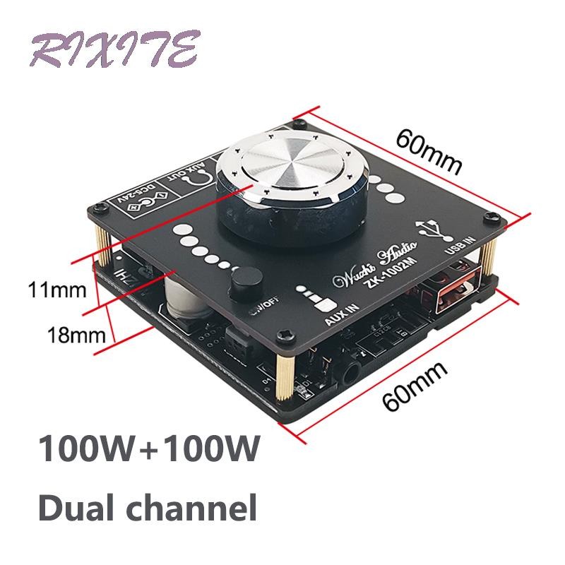 100W+100W Bluetooth 5.0 Double Channel Power Audio Amplifier Board Stereo AMP Sound Amplifier Home T