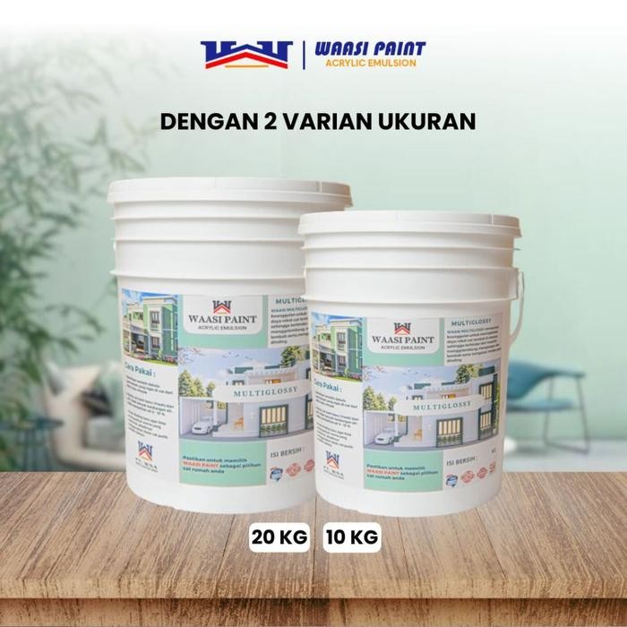Auradeko Waasi Paint - Cat Dinding Glossy 10Kg Tembok Eksterior Mengkilap Warna Tajam Tidak Luntur
