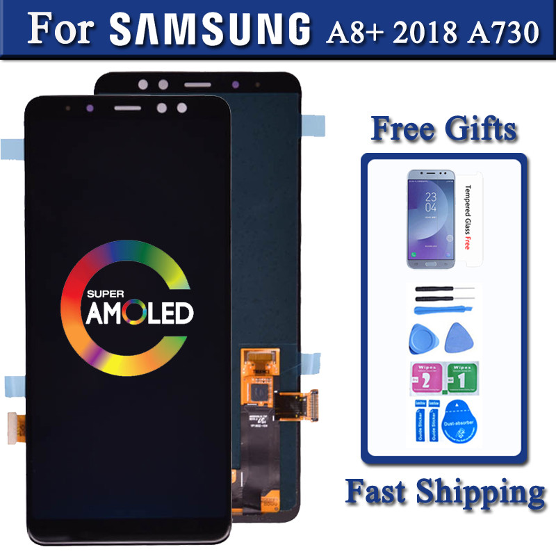 Super AMOLED Display For Samsung A730 A8+ A8 plus 2018 LCD A730F SM-A730F Display Touch Screen Digit