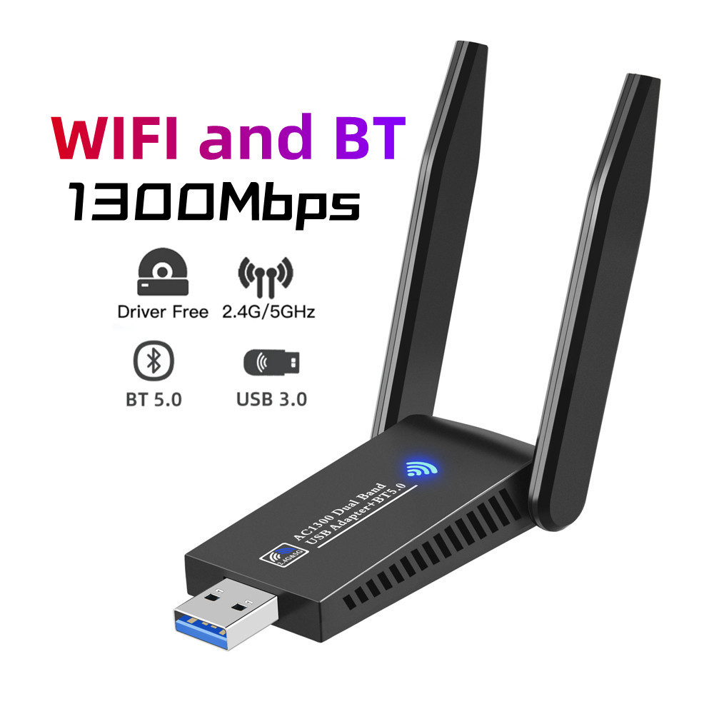 3.0 USB WIFI 1300mbps Bluetooth Dual Band Wireless Network Card AC1300 with Antenna For Laptop PC Mi