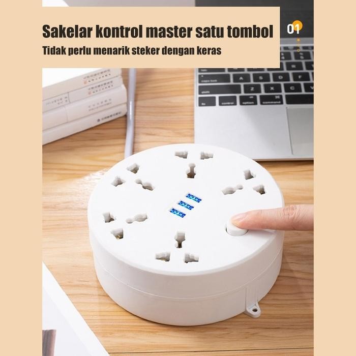 Auradeko Colokan Listrik Usb Smart Power Strip Steker Listrik Usb Soket Strip Daya Pintar