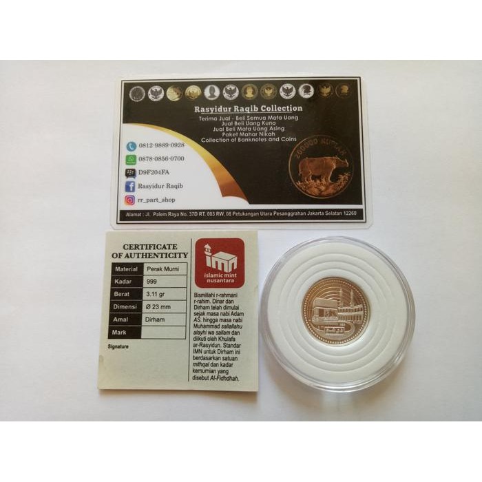 Koin 1 Dirham Perak Murni Bersertifikat Islamic Mint Nusantara (IMN)
