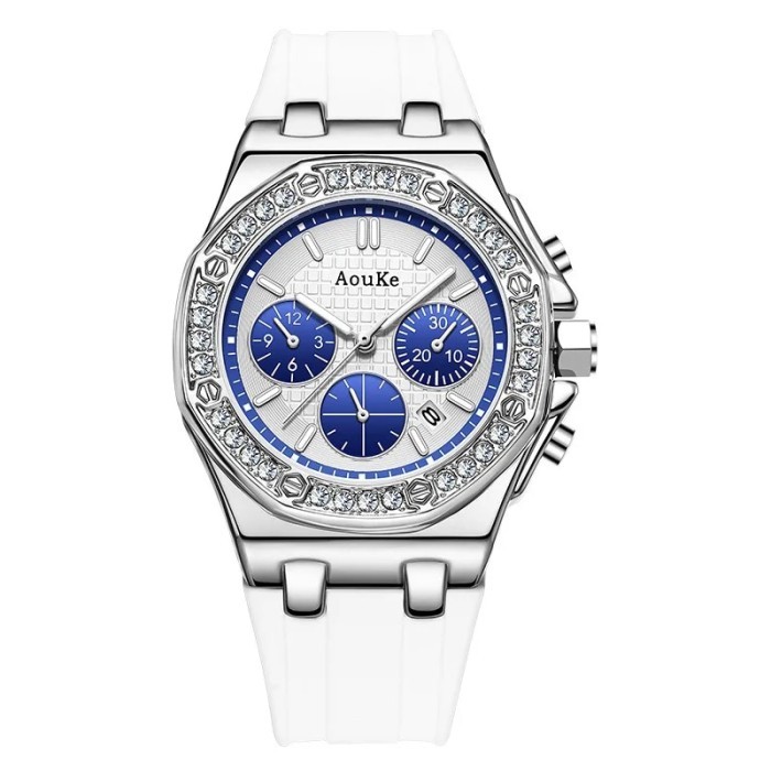 UTHAI H154 Women's Light Luxury Watch White Silicone Strap Waterproof