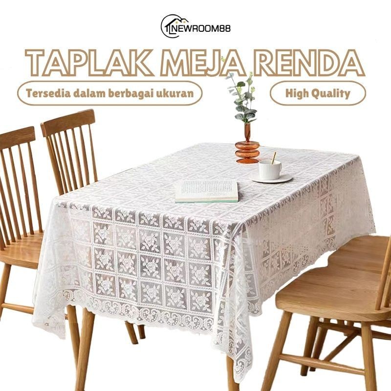 baru taplak meja makan kain renda/taplak meja vintage 140x140cm/taplak meja mewah motif bunga -