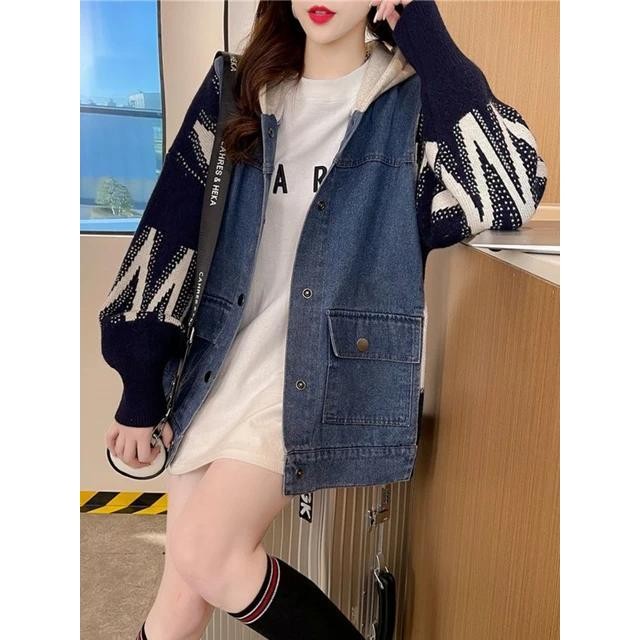 NEW JAKET DENIM ZIGZAG OVERSIZE - JAKET ZIPPER HOODIE GAYA KOREAN - PATCH WORK JAKET