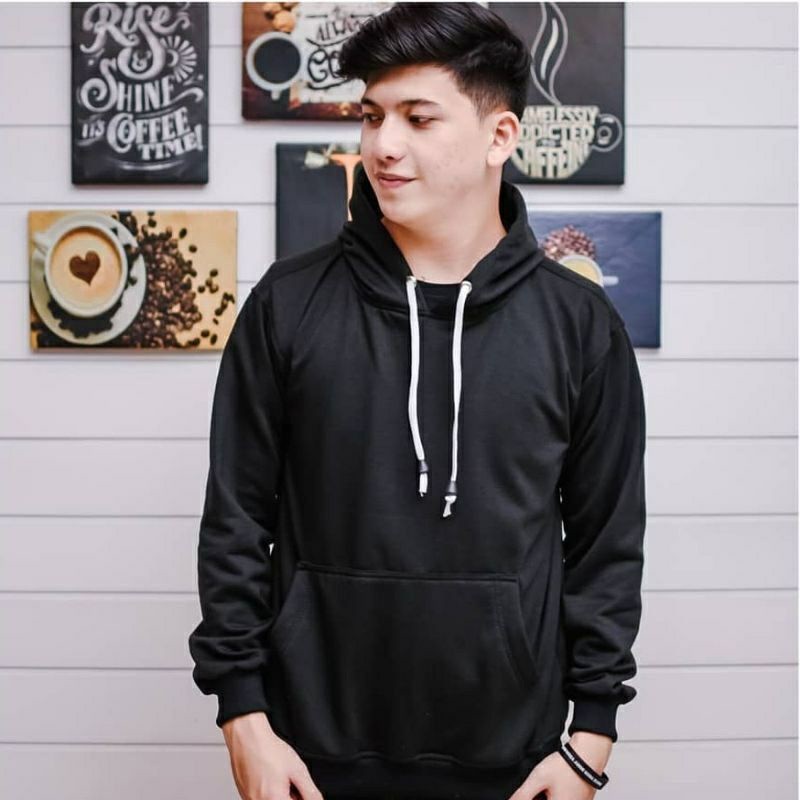 PROMO TERBARU SWEATER HOODIE POLOS PUTIH PRIA/WANITA UKURAN M.L.XL JAKET HOODIE POLOS # PAKAIAN