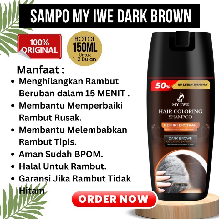 Promo Shampoo Uban Myiwe Hair Coloring Shampo Dark Brown Penghilang Uban Warna Coklat Bpom