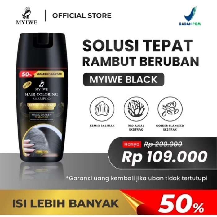 Promo Shampoo Uban Shampo Penghitam Uban My Iwe/Penghilang Uban Ori Herbal..