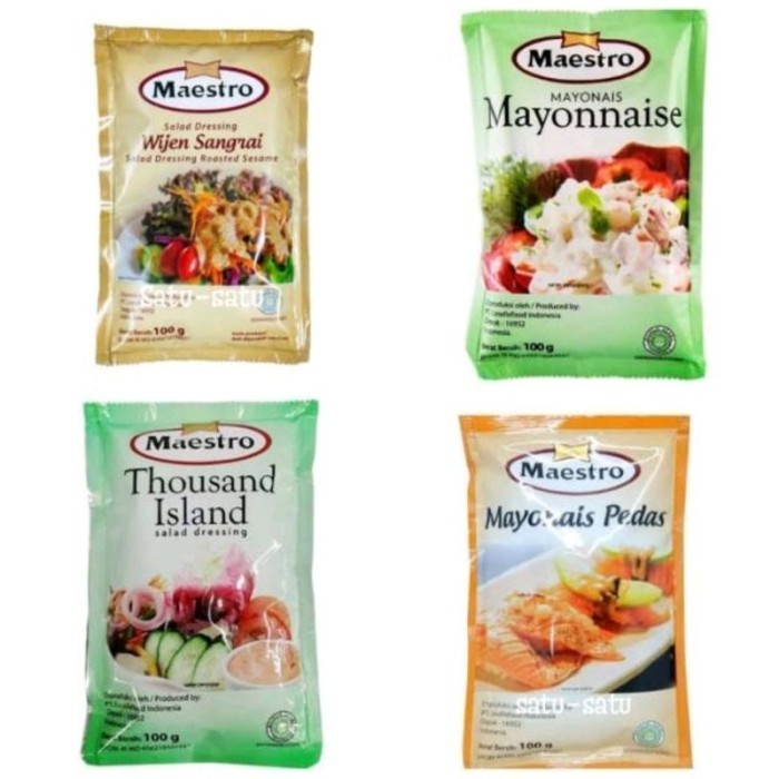 

MAESTRO MAYONAISE 100GR / MAESTRO MAYONAISE PEDAS 100GR / MAESTRO THOUSAND ISLAND 100GR / MAESTRO