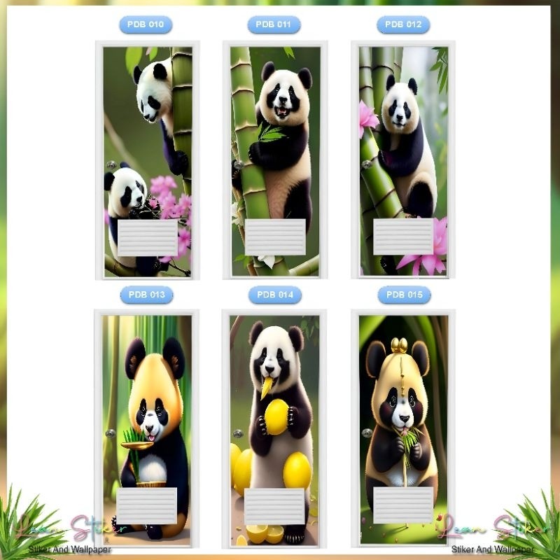 Stiker pintu kamar mandi motif panda