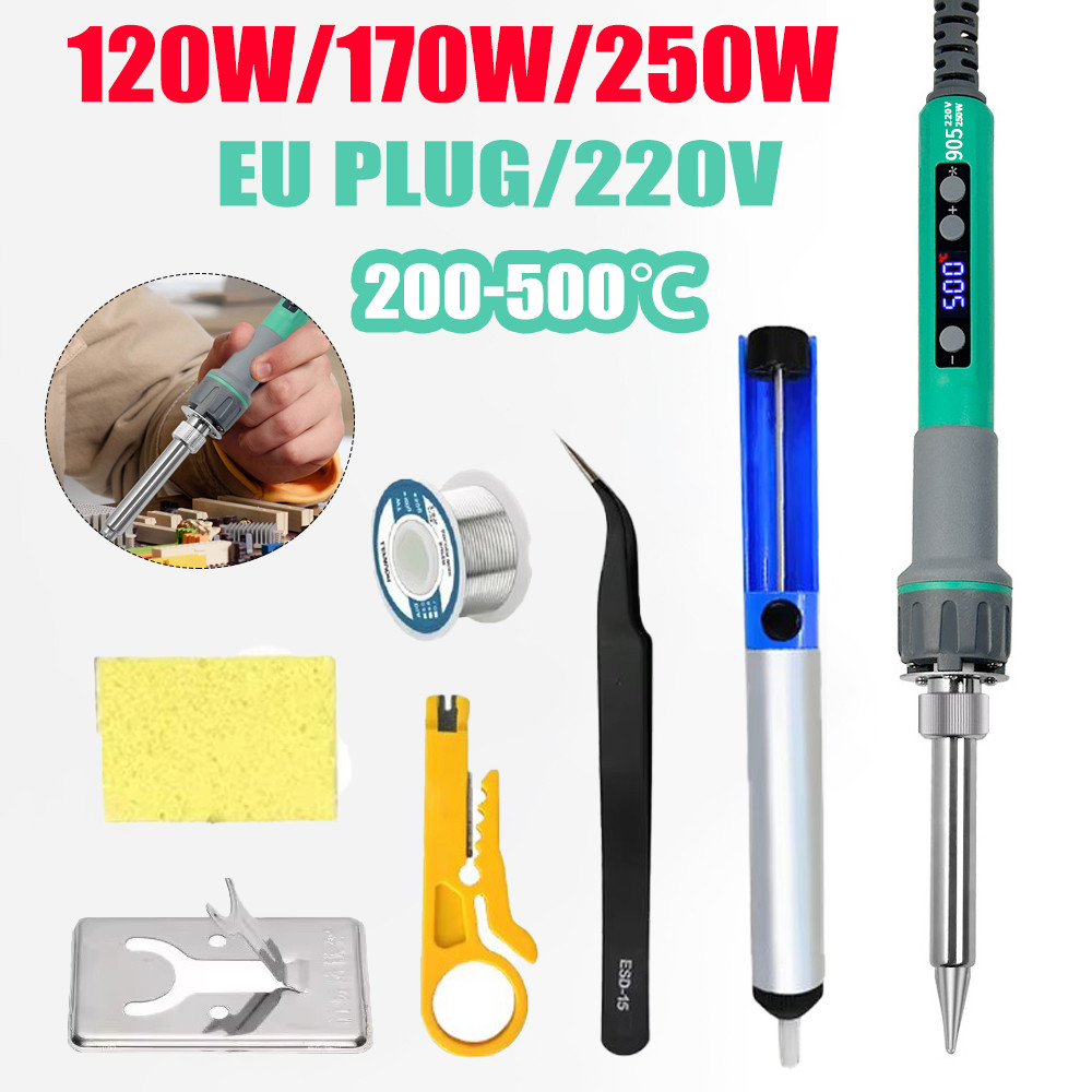 Digital Electric Soldering Iron Set Kit 220V Temperature Adjustable Lcd Display Solder Welding Iron