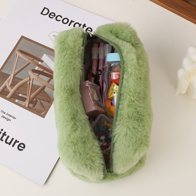 

JH8 [MILOLI] Kotak Pensil FURRY CARTOON FROG L0TS0 RABBIT Pouch Fluffy Pencil Bag Tempat Pensil