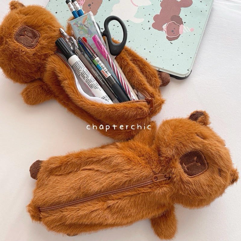 

JH8 Capybara Tempat Pensil Pencil Case Pouch Boneka Capy Lucu Korea Anak Bulu Sekolah