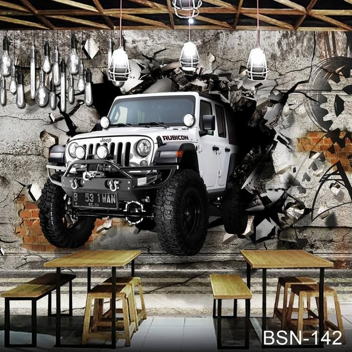 wallpaper dinding 3D motif mobil