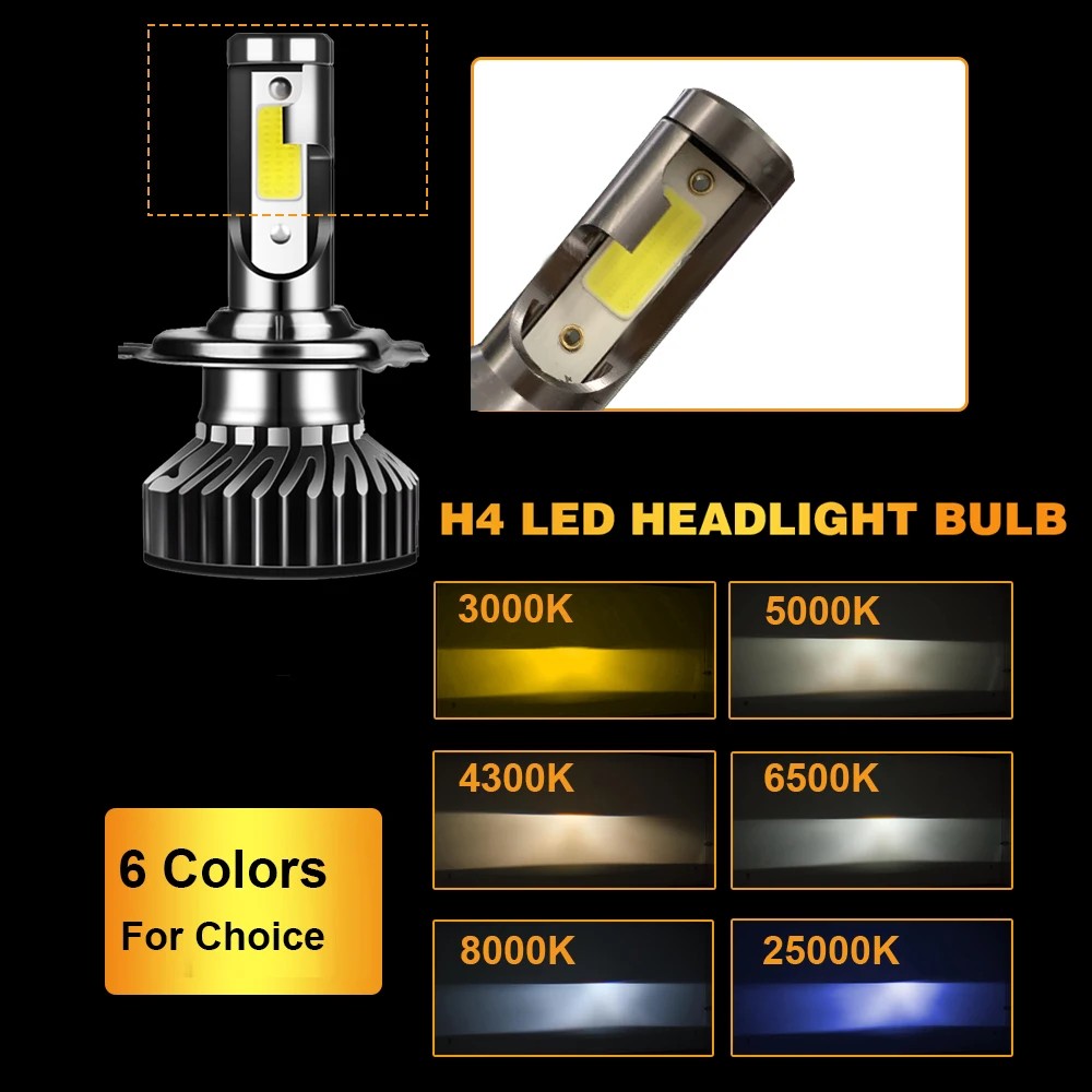 Yhkoms Mini Size Car Headlight H4 H7 Led 3000K 4300K 5000K 6500K 8000K 25000K H1 H8 H9 H11 9005 9006