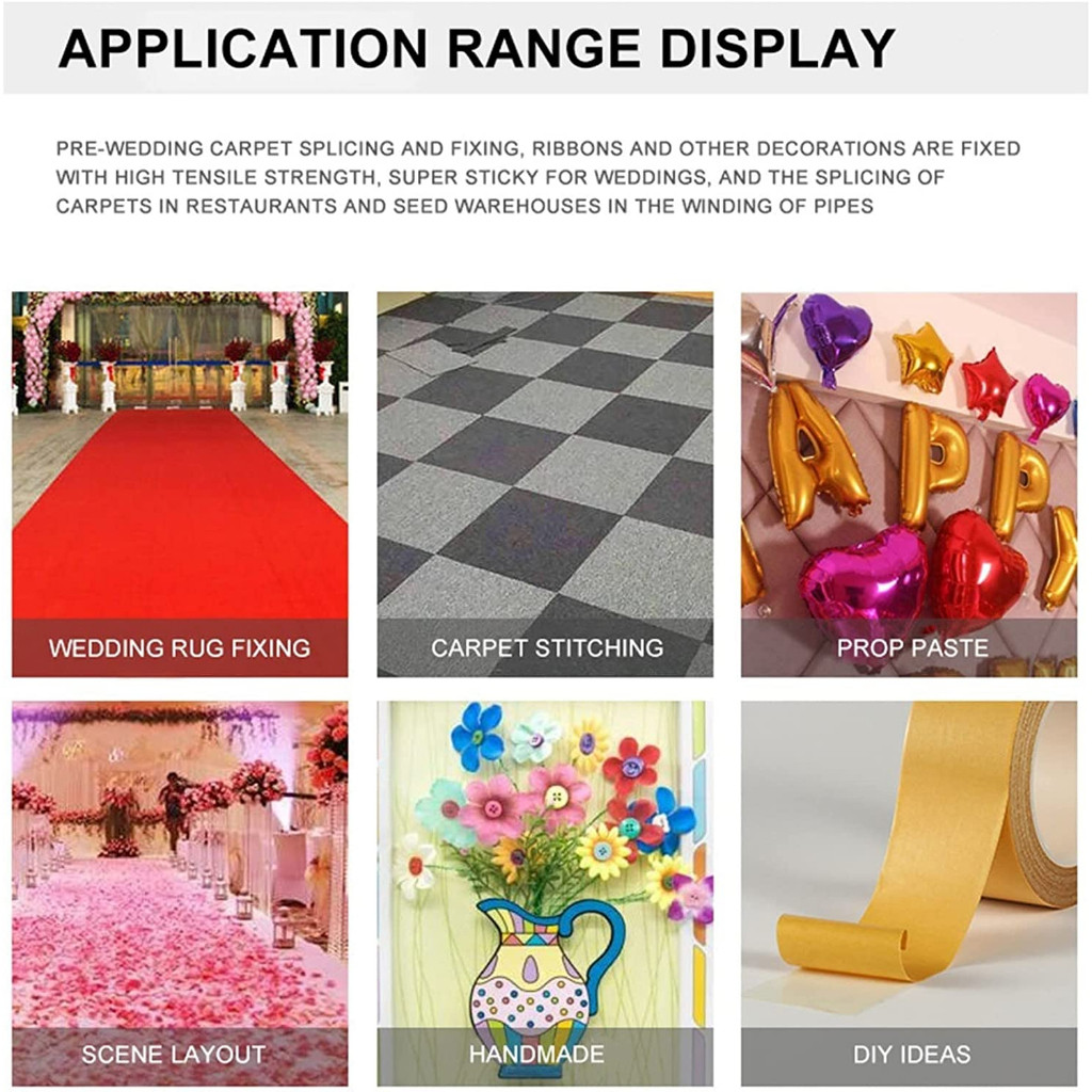 

JH8 Double Tip Isolasi Kuning 2 Sisi Selotip Kain Tempel Dinding Tanpa Bekas Super Kuat Tahan Air