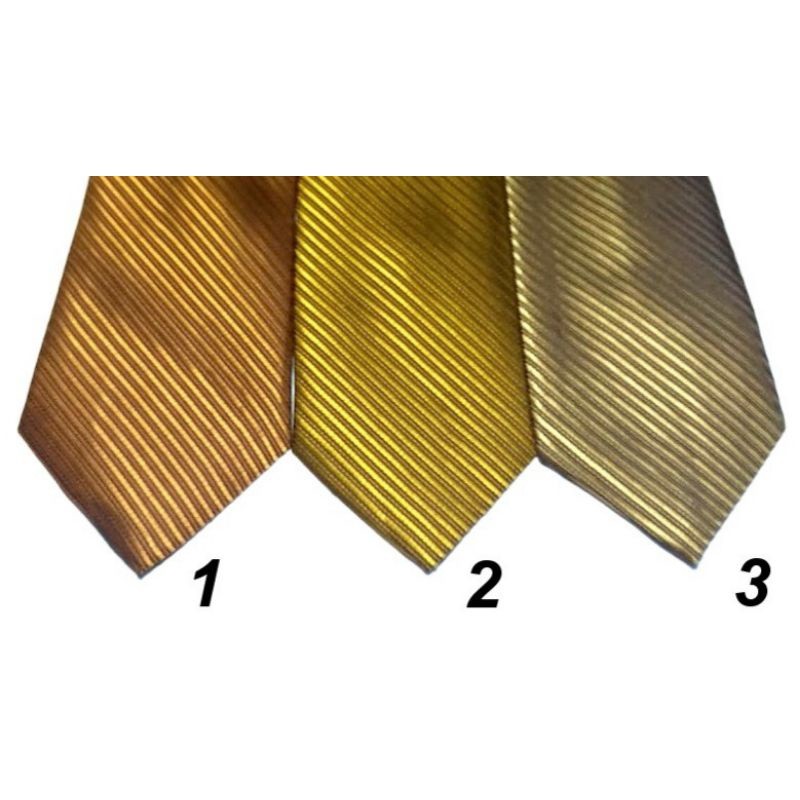 Dasi Pria Warna Gold Tua Gold Terang Champagne Gold Ukuran Medium