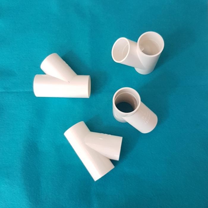 Fixter- sambungan fitting tee Y 45 pipa pvc 1" inch konektor rak hidroponik