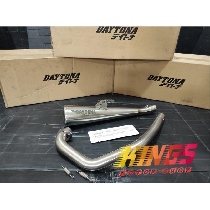 KNALPOT DAYTONA GP TAPER CLASSIC FULL SYSTEM KAWASAKI W175 ORIGINAL GRATIS ONGKIR