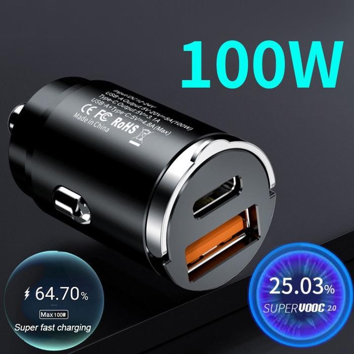 Cod100W Casan Mobil Super Cepat Pengisi Daya Cepat Charger Usb Mobil Casan Hp Buat Di Dalam Mobil