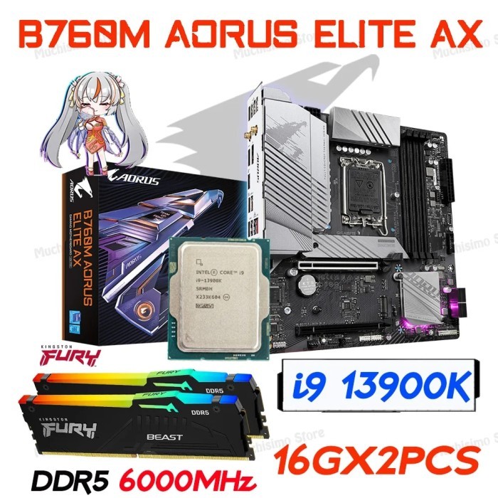 Gigabyte B760M Aorus ELITE AX B760 Motherboard Combo Intel Core i9