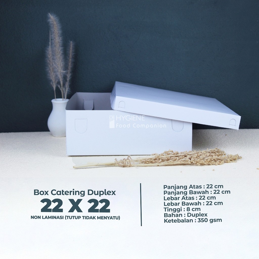 CATERING BOX DUPLEX 22 X 22 / KOTAK NASI KUE MAKANAN / KOTAK MAKAN KERTAS PUTIH UK.22