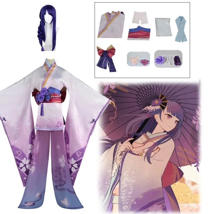 Genshin Impact Shogun Raiden Ei Makoto Beelzebul Cosplay kimono