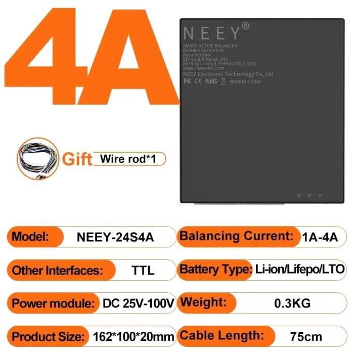 NEEY 4A Smart Active Balancer 2S~24S Lifepo4 / Lipo/ LTO Battery