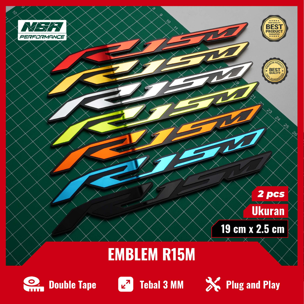 NSA 2PCS EMBLEM R15M LOGO R15 BUKAN STIKER R15M AKSESOSRIS R15M EMBLEM YAMAHA R15M VARIASI YAMAHA