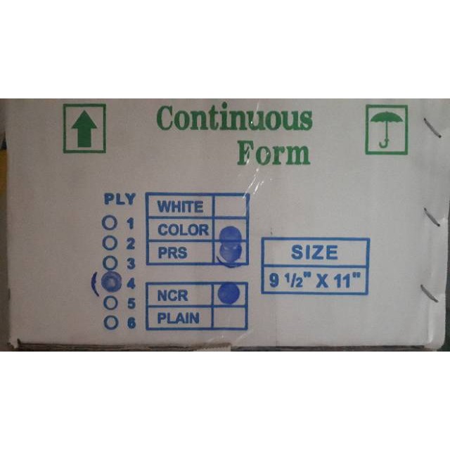 

CONTINUOUS FORM 9.5 x 11/2 4 PLY PRS (UKURAN BAGI 2)