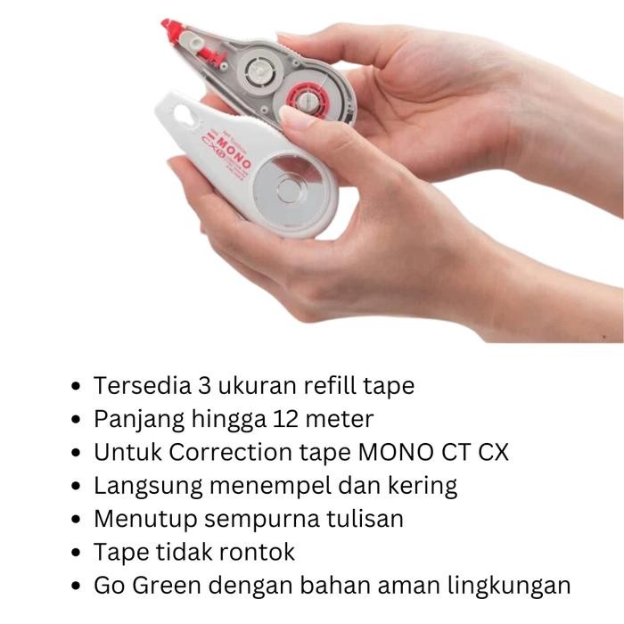 

Ready JT Tombow Correction Tape Refill Mono CR 4.2mm / 5mm / 6mm x 12m - Tipex Pita Kertas