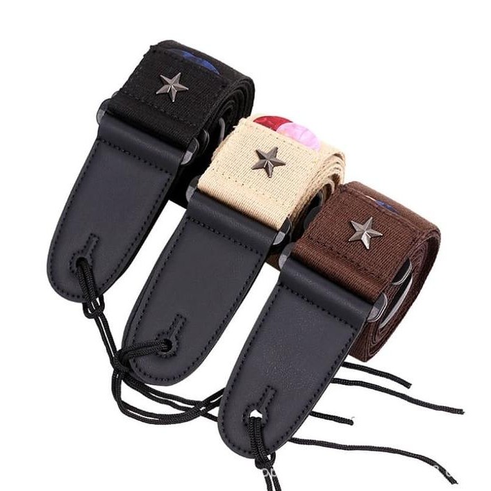 Ready- Strap Gitar Akustik / Strap Gitar Listrik / Strap Bass Star Logo Jg20