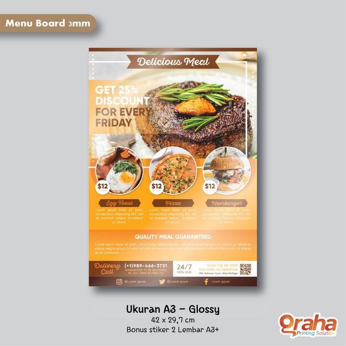 

Ready JT Cetak Daftar Menu Board / Papan Menu / Menu Resto