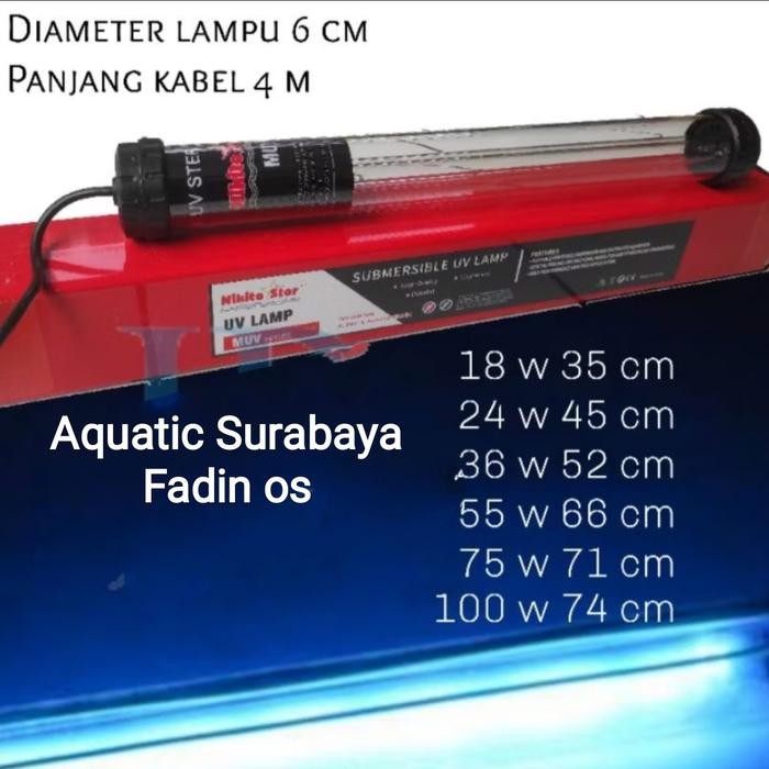 Lampu Uv Kolam Lampu Uv Sterilisasi Algae 100 Watt Uv Kolam Koi