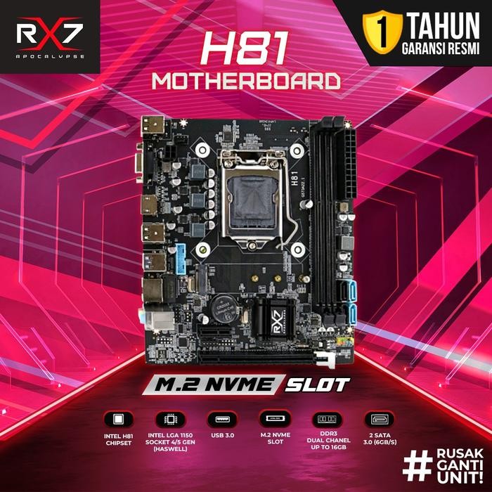 MOTHERBOARD RX7 H81 LGA 1150 DDR3 MAINBOARD H81 SUPPORT NVME
