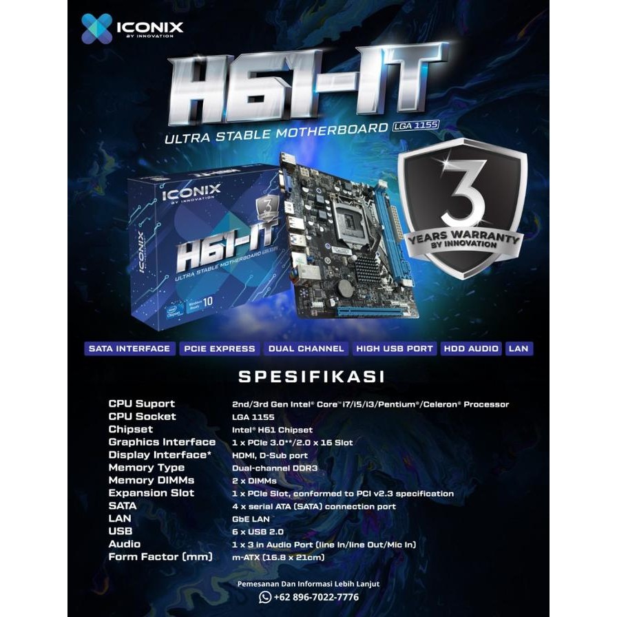 MOTHERBOARD ICONIX H61 IT LGA 1155 BEST SELLER