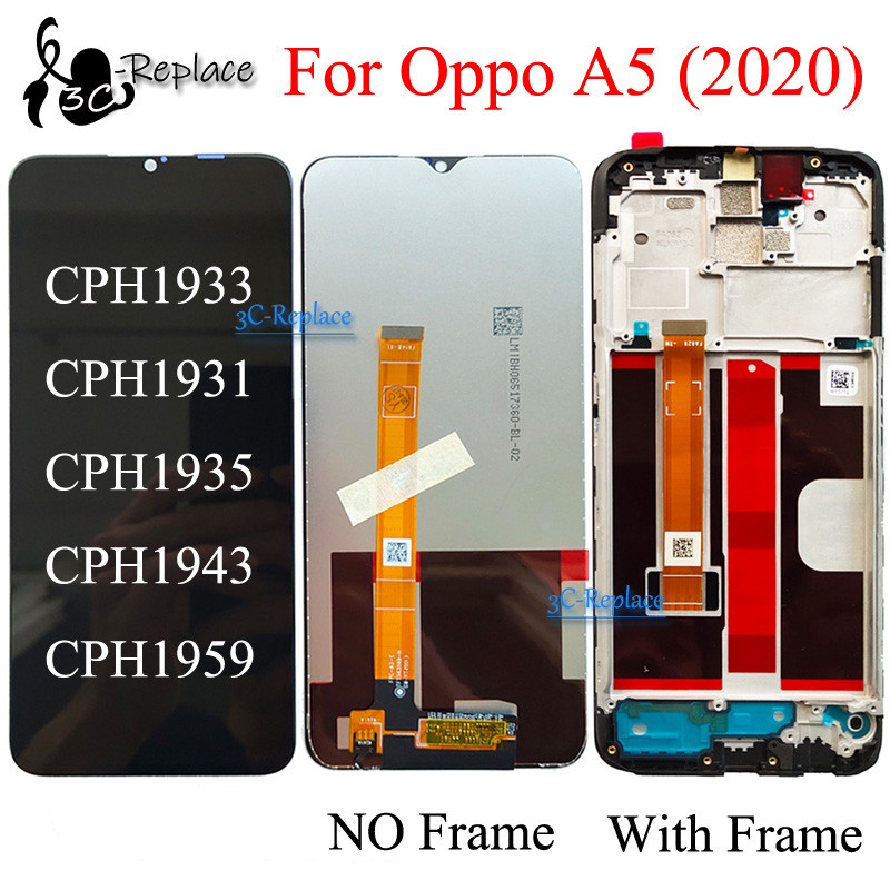 Black 6.5 inch For Oppo A5 (2020) CPH1931 CPH1959 CPH1933 CPH1935 LCD Display Touch Screen Digitizer