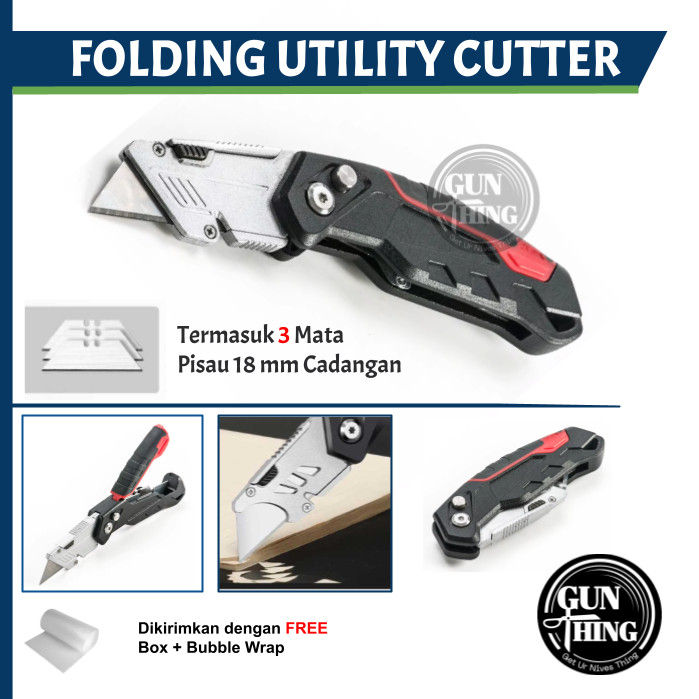 

Pisau Cutter / Folding Utility Knife - Angle Adjustable 18mm - GunThing