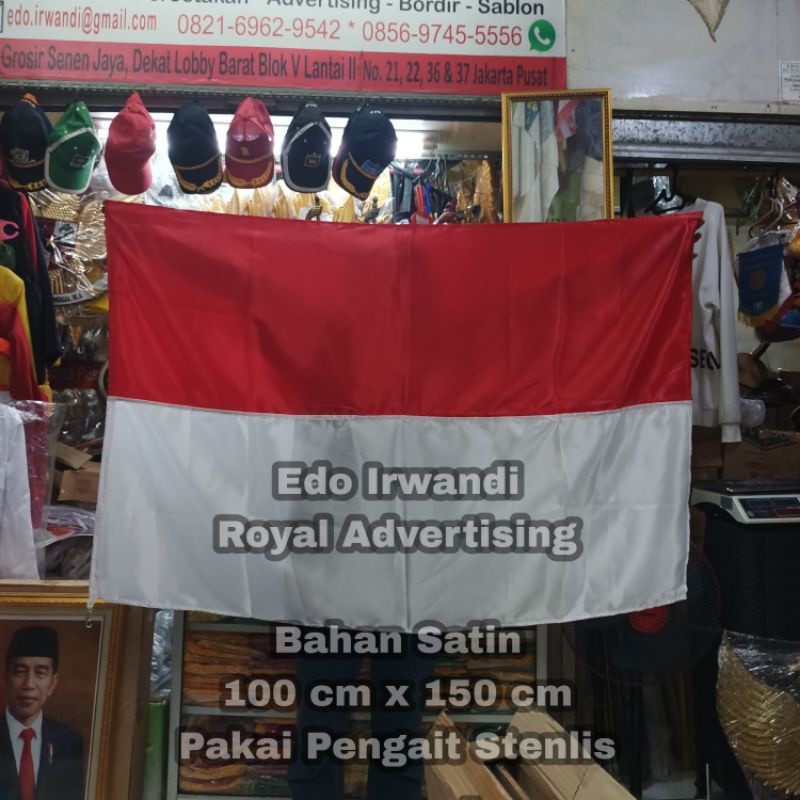 

Bendera Merah Putih Ukuran 100 cm x 150 cm Bahan Satin Pakai Cantelan Stenlis Ready Stock