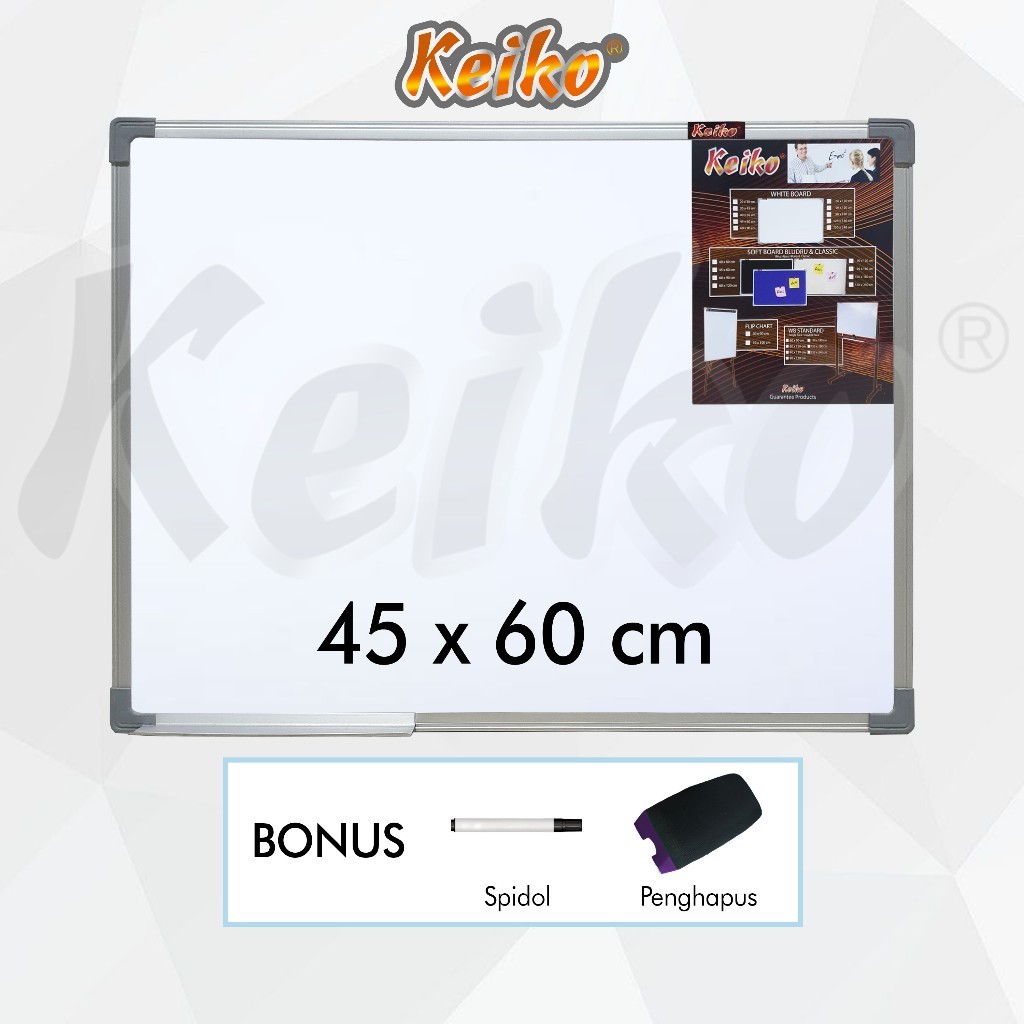 

Papan Tulis Whiteboard / White Board Gantung Single Face Keiko 45 x 60 cm