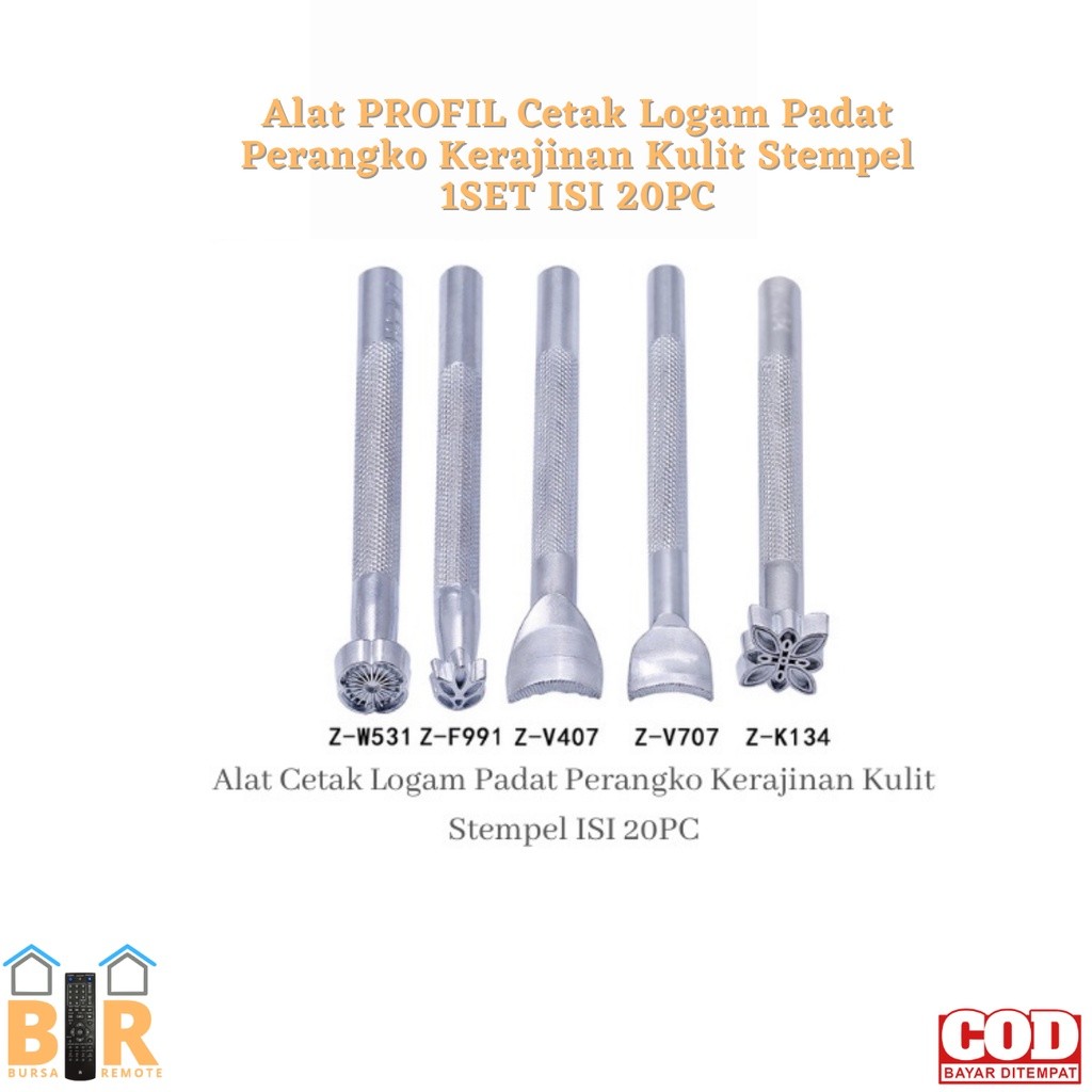 

Alat PROFIL Cetak Logam Padat Perangko Kerajinan Kulit Stempel 1SET ISI 20PC