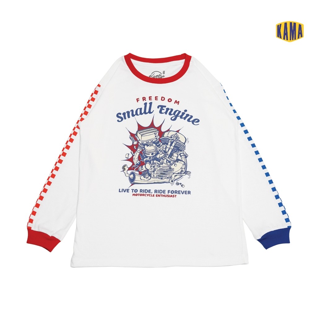 KAMA GARAGE small engine - kaos anak motor lengan panjang unisex